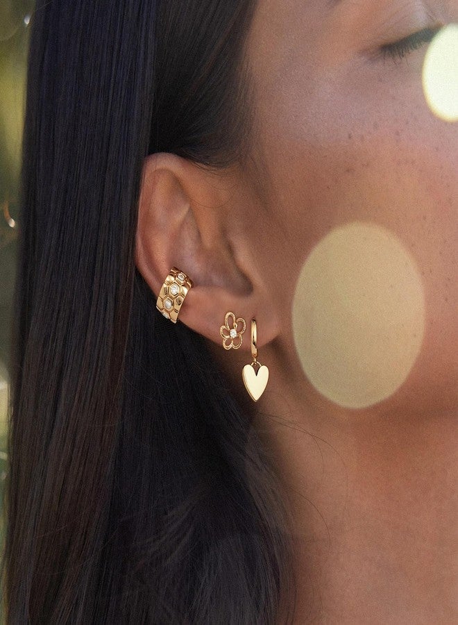 MYEARS Women Heart Earrings Gold Huggie Hoop Dangle Drop 14K Gold Plated Small Simple Hypoallergenic Everyday Jewelry - Image 3